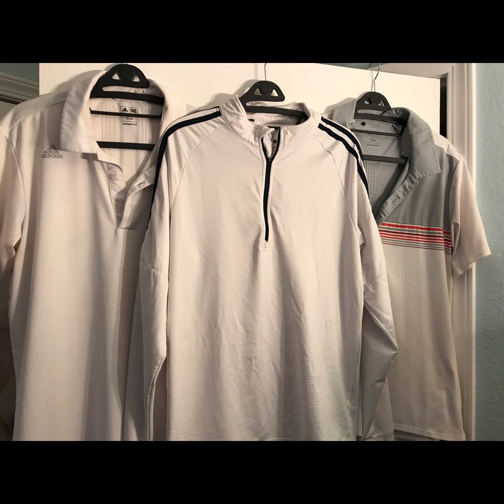 2 Adidas Polos & 1 Adidas Pullover